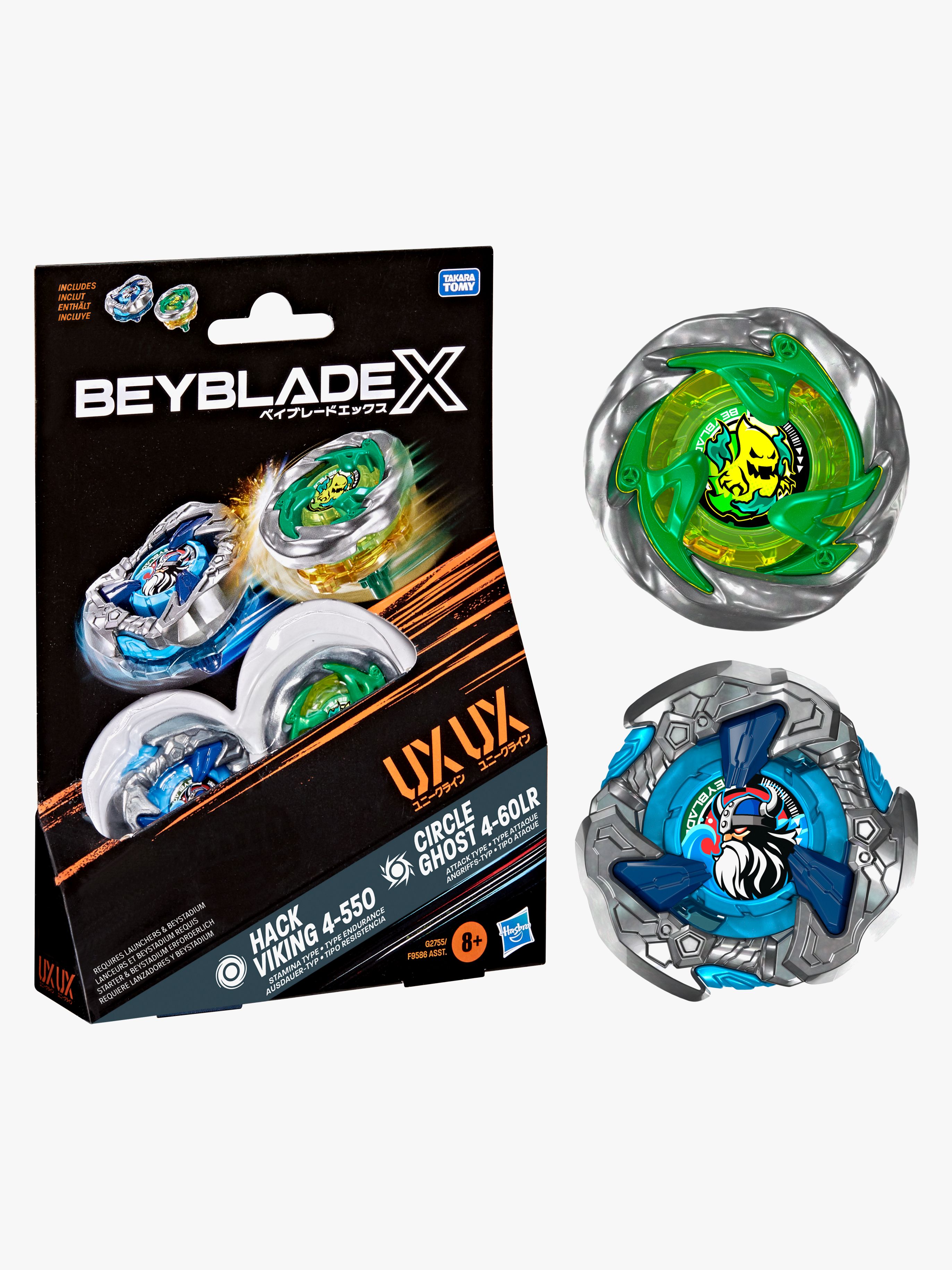 Beyblade X Circle Ghost 4-60LR UX &  Hack Viking 4-550 UX Spinnere 2-pak