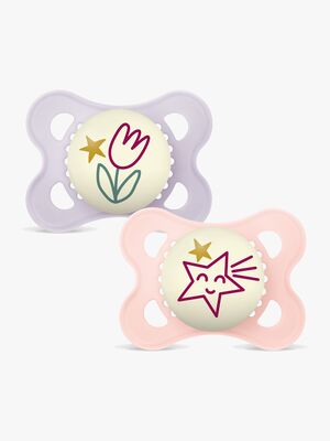 MAM Original Night Sutter Silikone 2-pak 0-6m, Pink