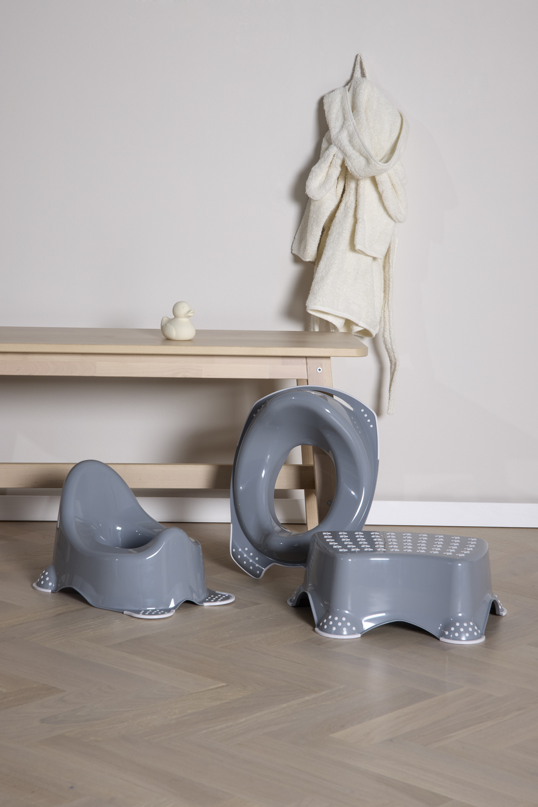 Beemoo CARE Anti-Slip Potte, Toiletsæde & Skammel, Grå