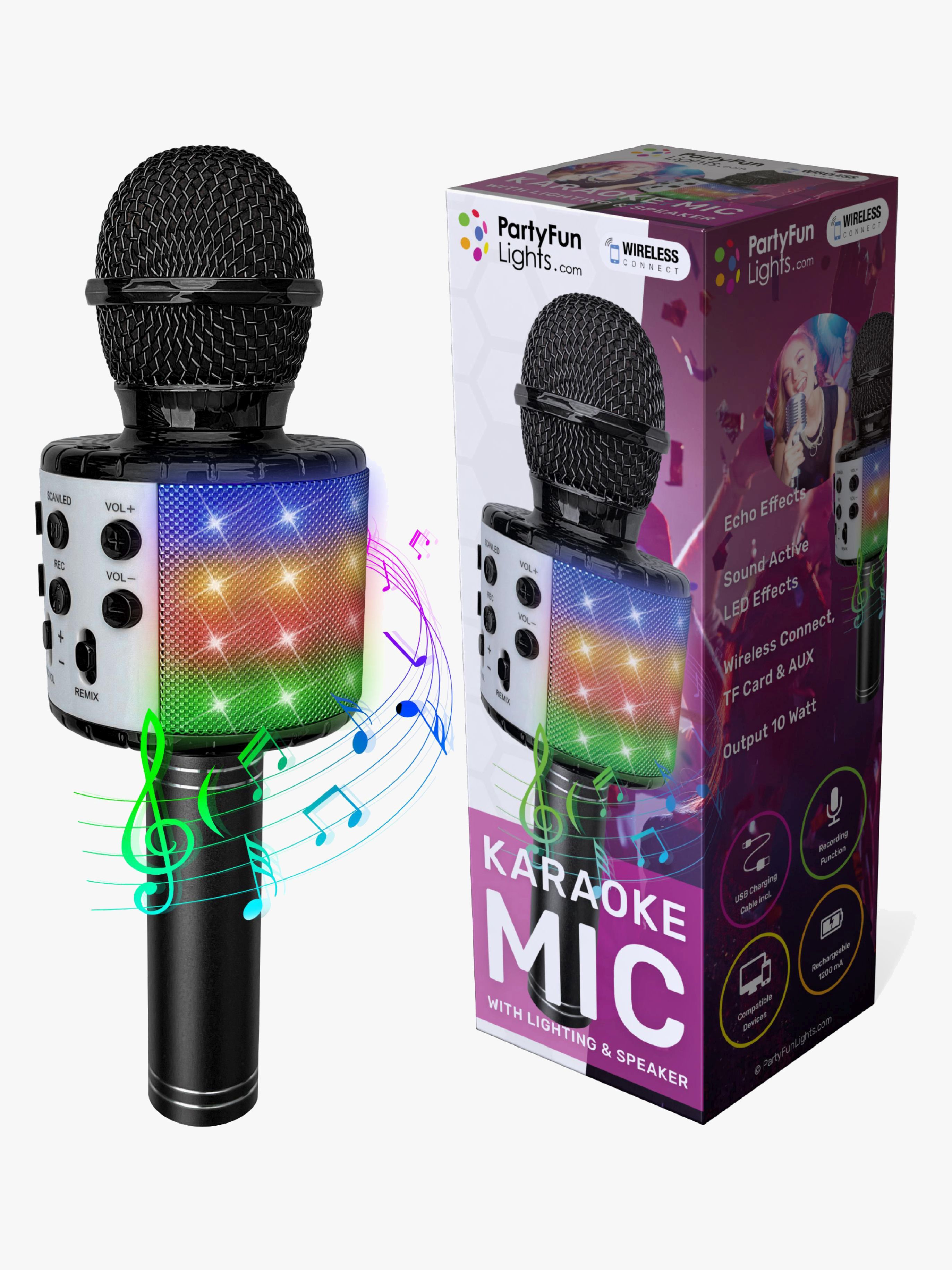 PartyFunLights Karaokemikrofon Bluetooth, Sort