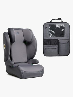 Beemoo Ride i-Size Autostol inkl. Beemoo Deluxe Sædebeskytter med Opbevaring, Mineral Grey