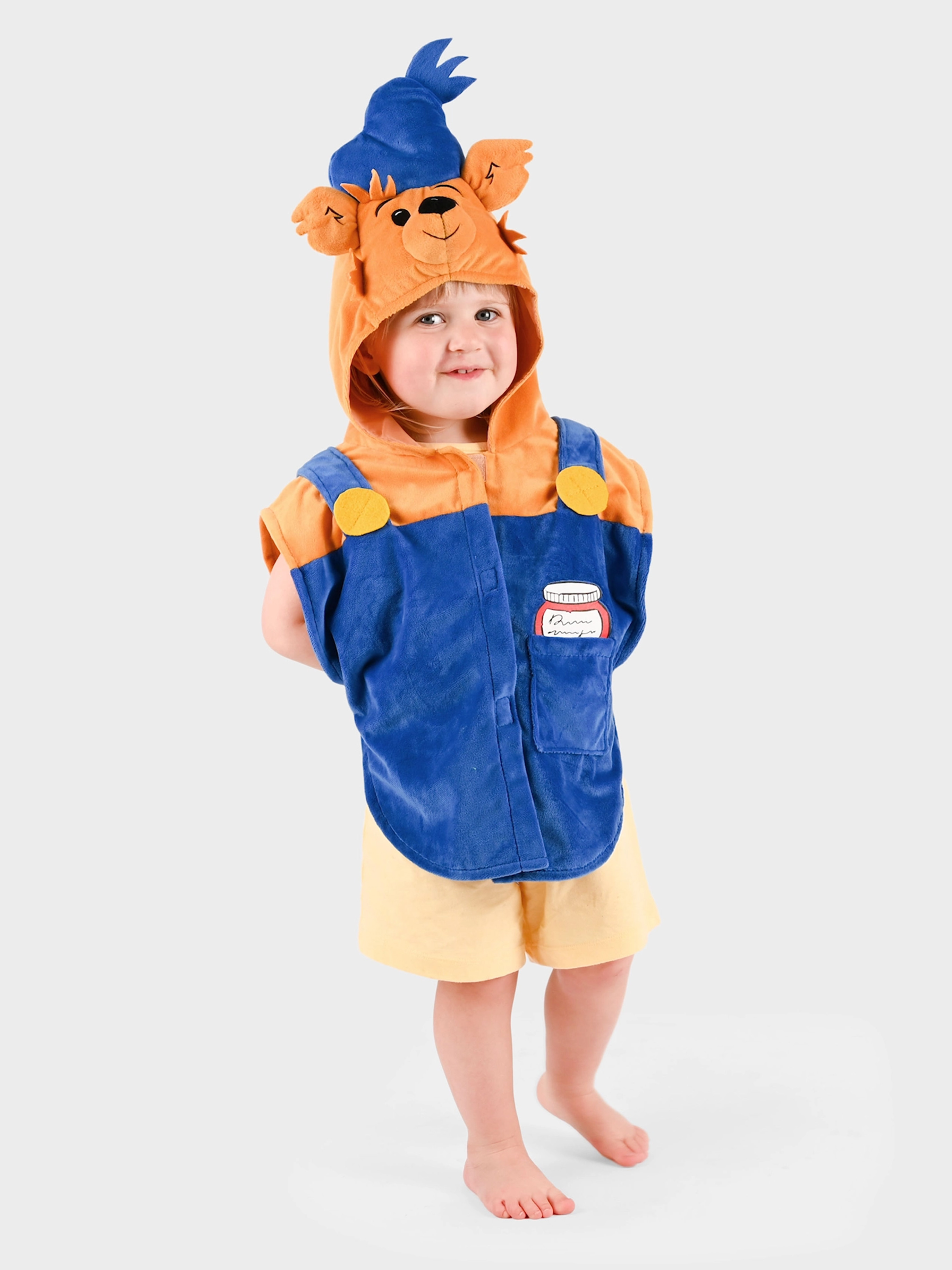 Den Goda Fen Kostume Bamse Verdens Stærkeste Bjørn 86-110 cm, Blå