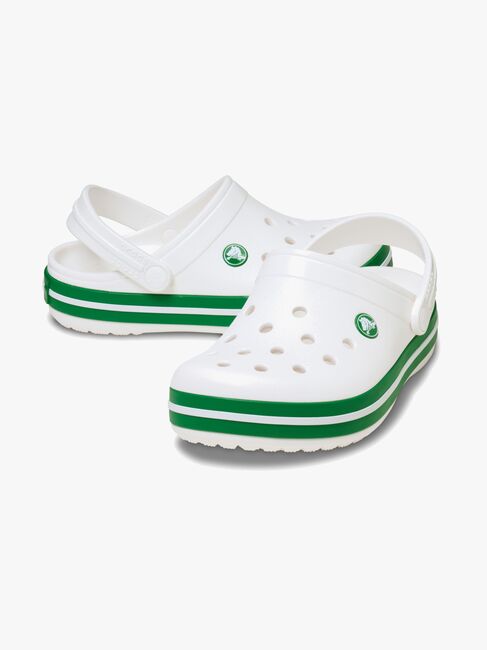 Crocs Crocband Kids Clogs, White/Green Ivy