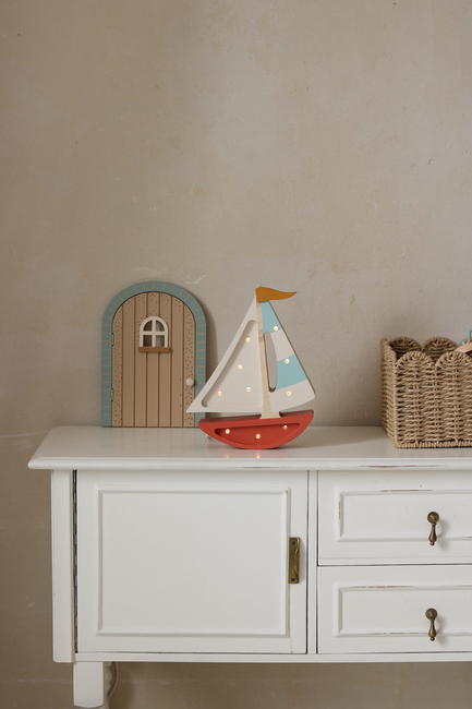 Little Lights Lampe Sejlbåd, Rød/Hvid