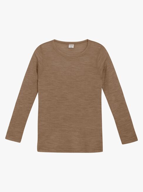 CeLaVi Langærmet Top Merinould, Cocoa Creme
