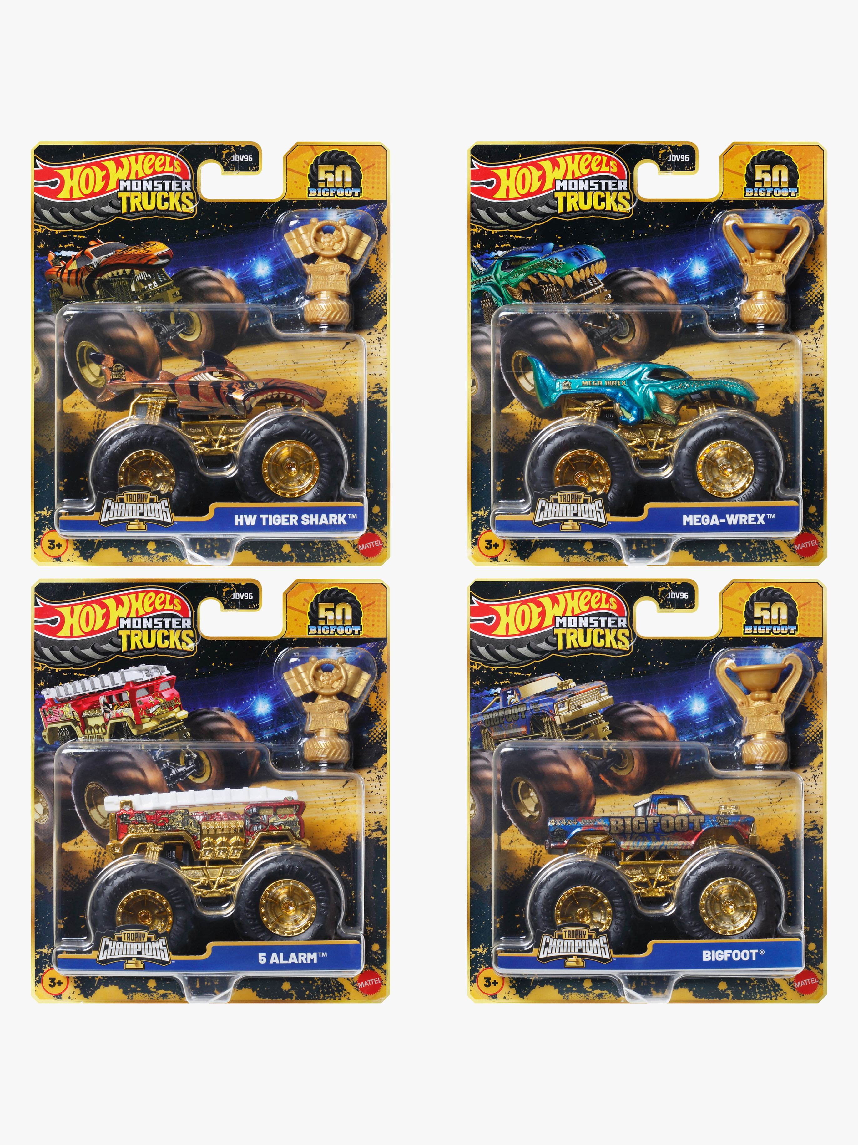 Hot Wheels Monstertrucks Bigfoot Trophy Champions Bil Blandet Udvalg