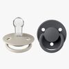 BIBS De Lux Sut 2-pak Silikone One Size Rund, Sand/Iron