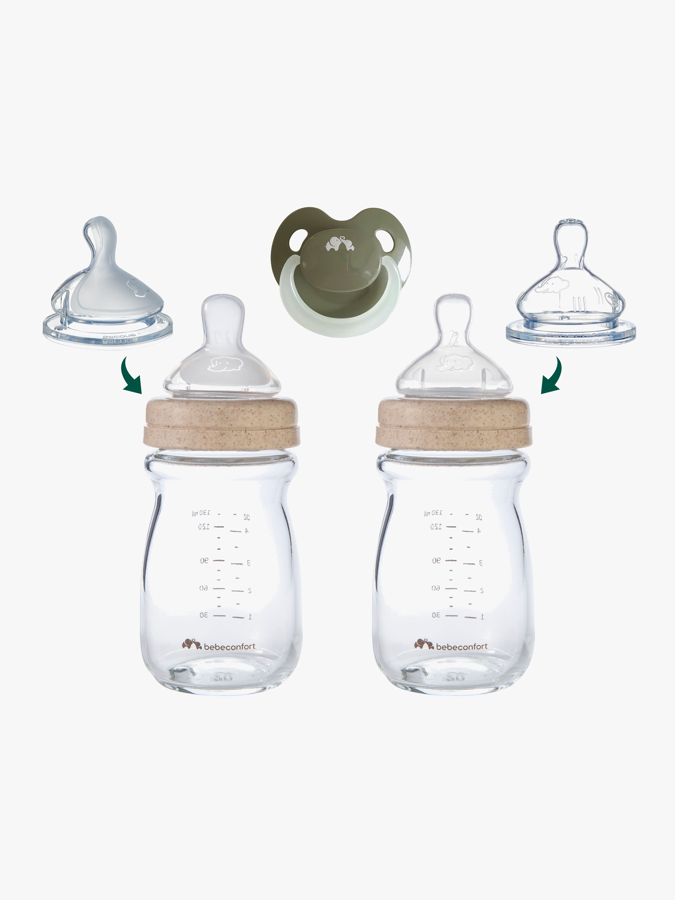 Bebeconfort Physio Air Sutteflasker Glas Sæt, Sand