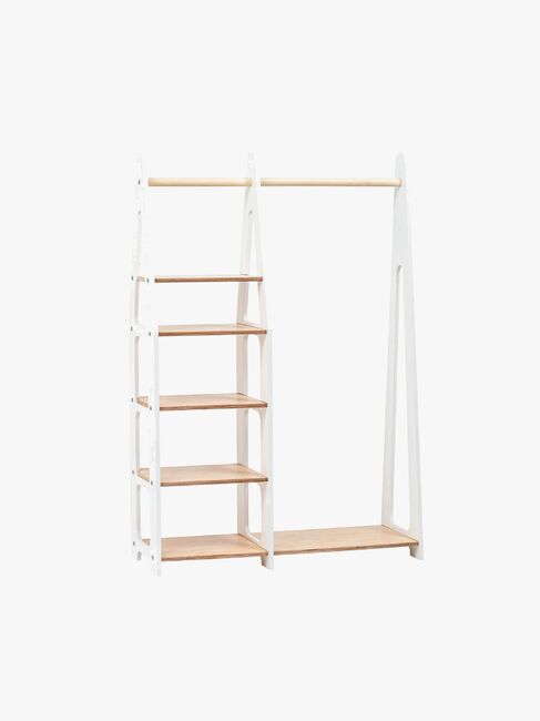 Duck Woodworks Knagerække med Hylder, Hvid