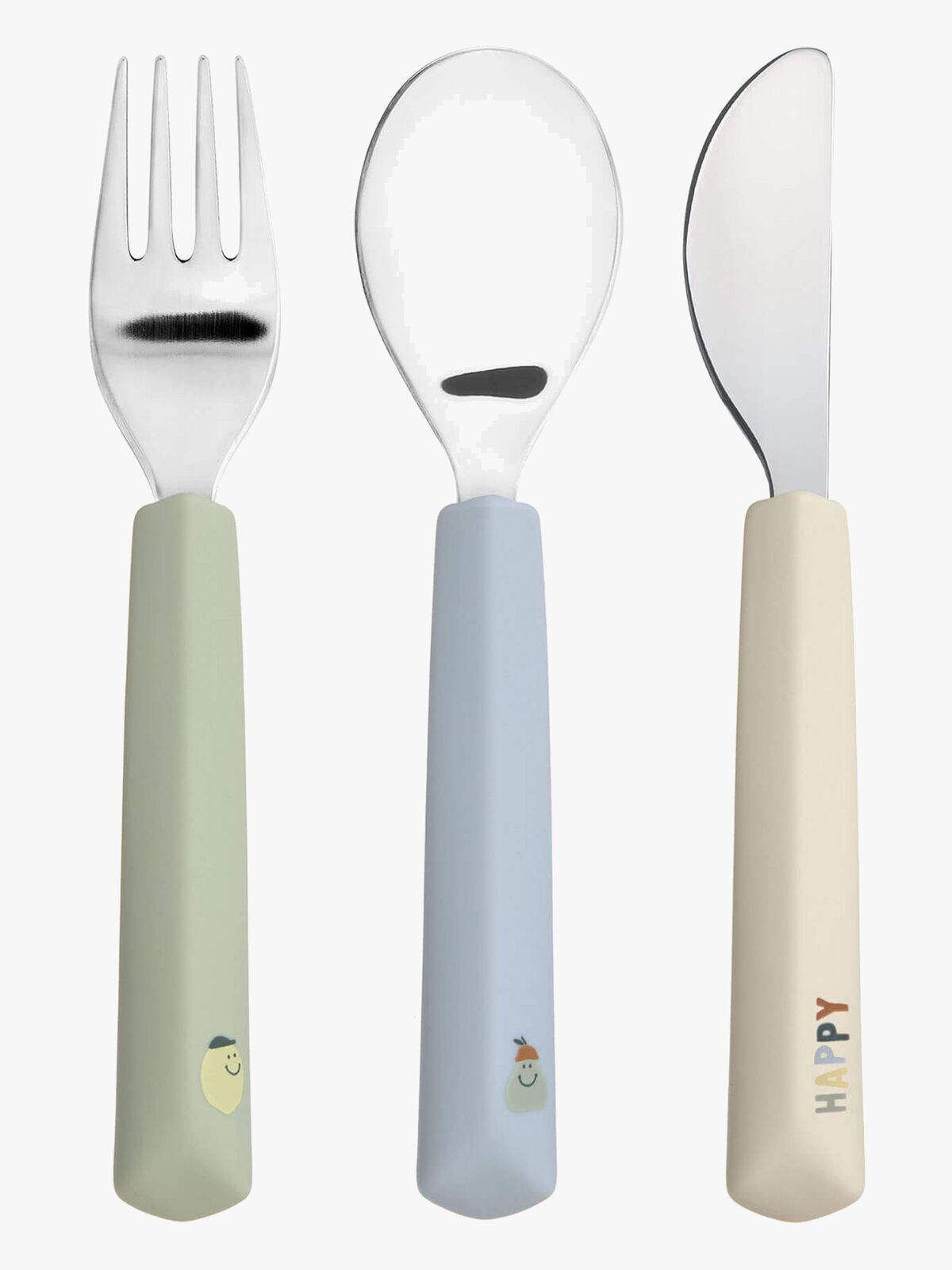 Lässig Bestik med Silikone-greb 3-pak, Happy Fruit Lemon