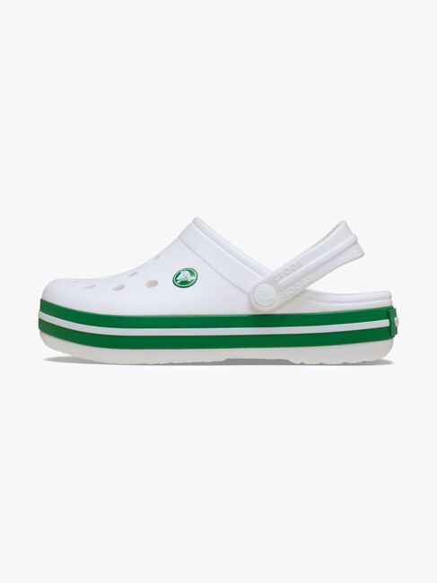 Crocs Crocband Kids Clogs, White/Green Ivy