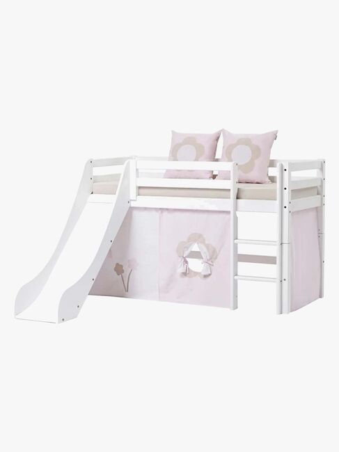 Hoppekids ECO Dream Halvhøj Seng med Rutsjebane og Stige 90x200, Hvid