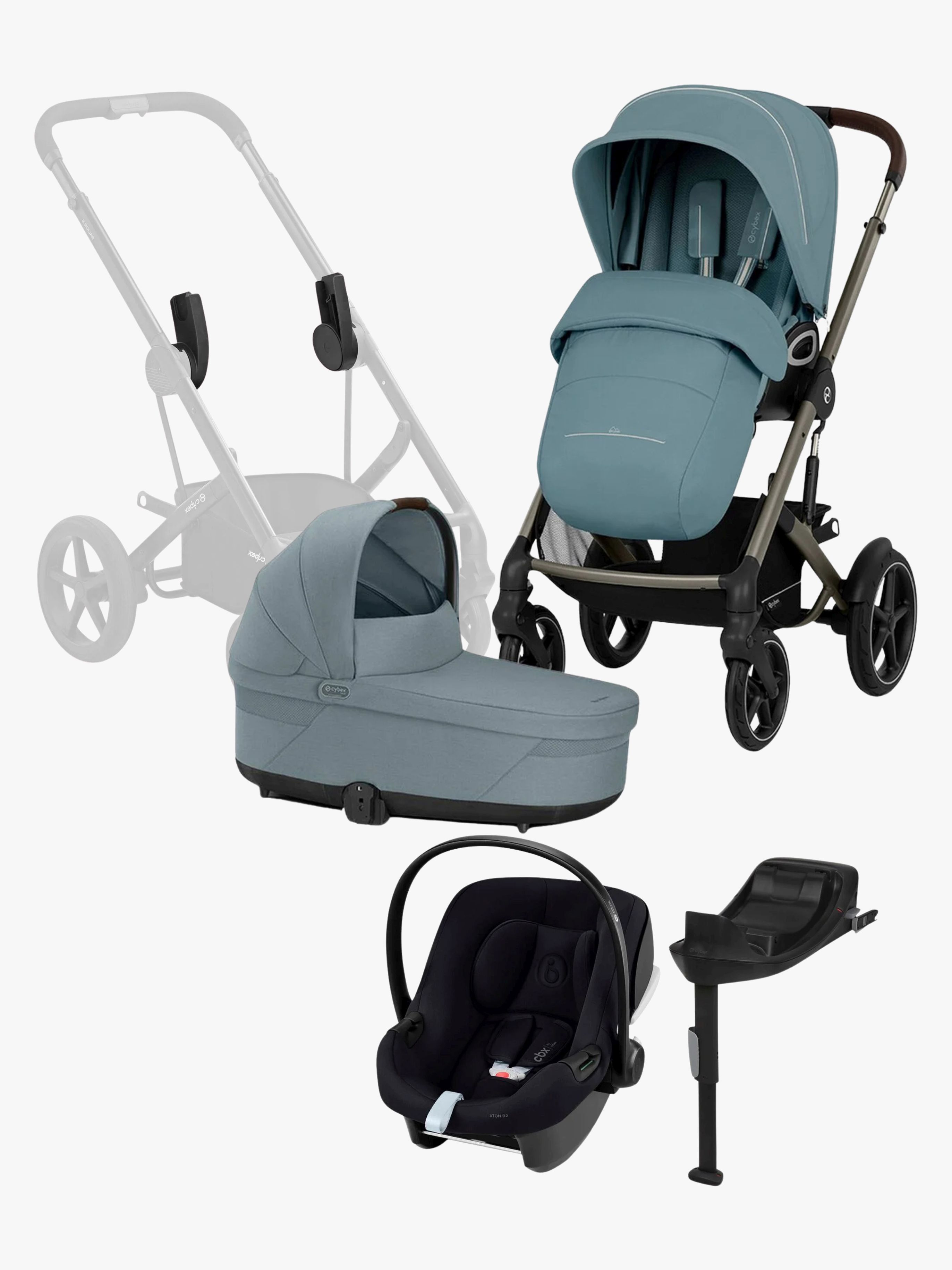 Cybex TALOS S Lux Duovogn inkl. Aton B2 Autostol Baby & Base, Stormy Blue
