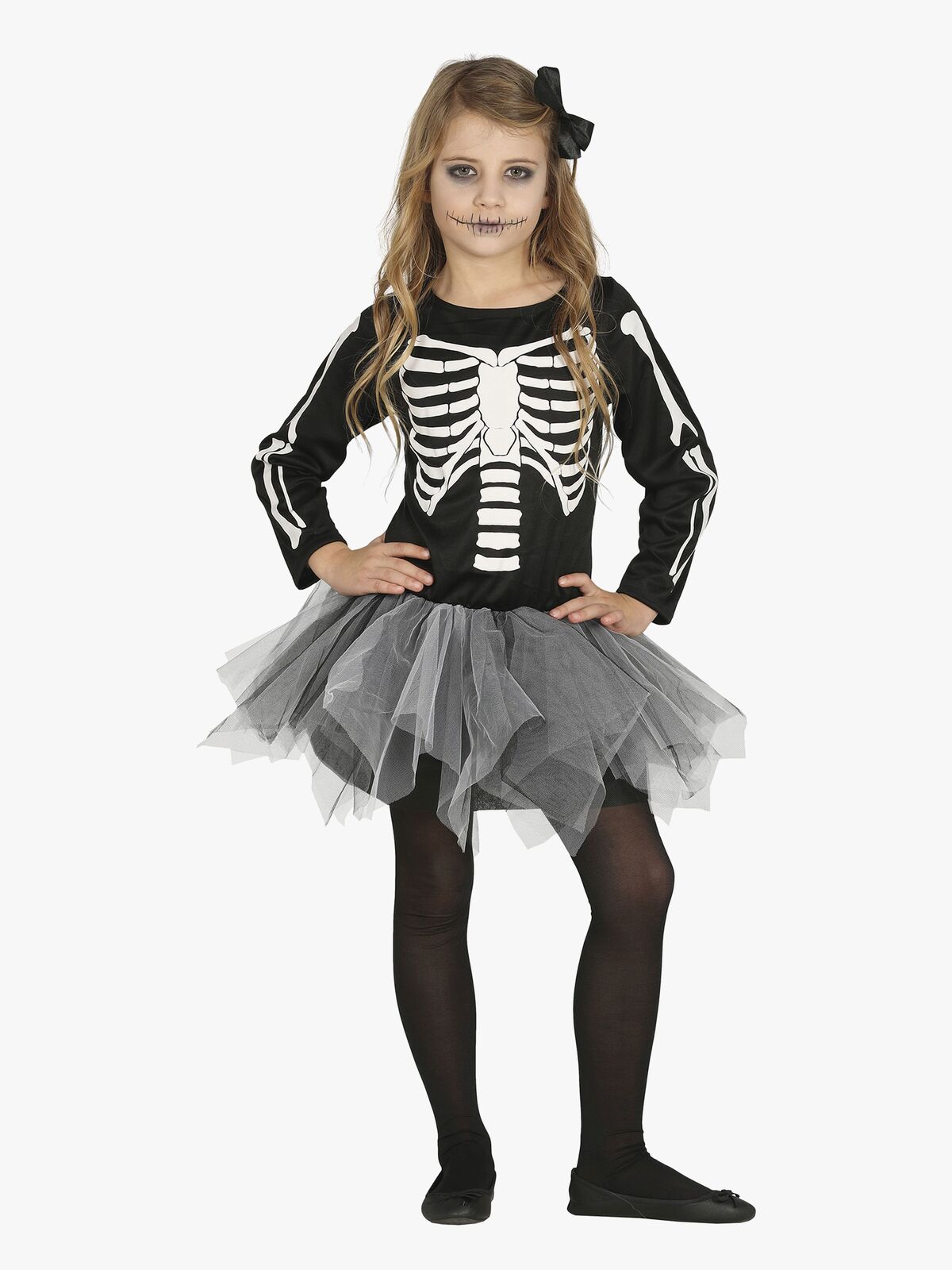 Fiestas Guirca Kostume Skelet Pige