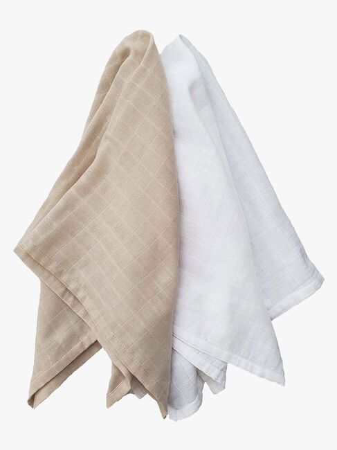 Summerville Organic Musselin Tæppe 2-pak, Sandshell/White