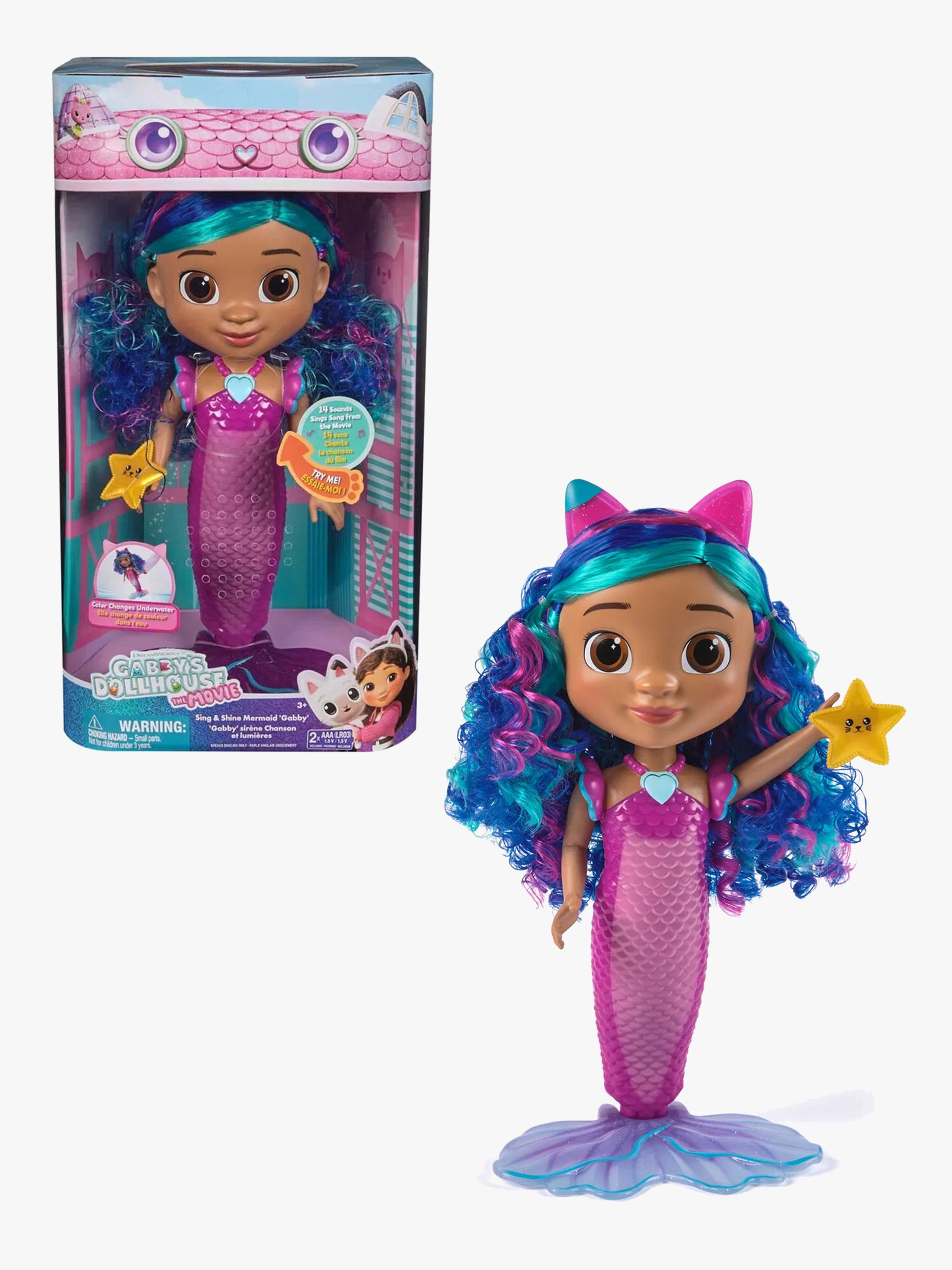 Gabby's Dollhouse Movie Sing & Shine Havfrue Gabby Dukke 36 cm