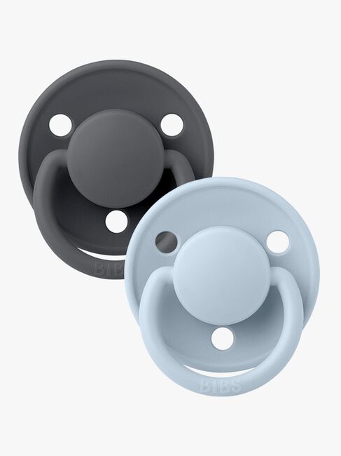 BIBS Sut De Lux 2-pak Silicone, Iron/Baby Blue