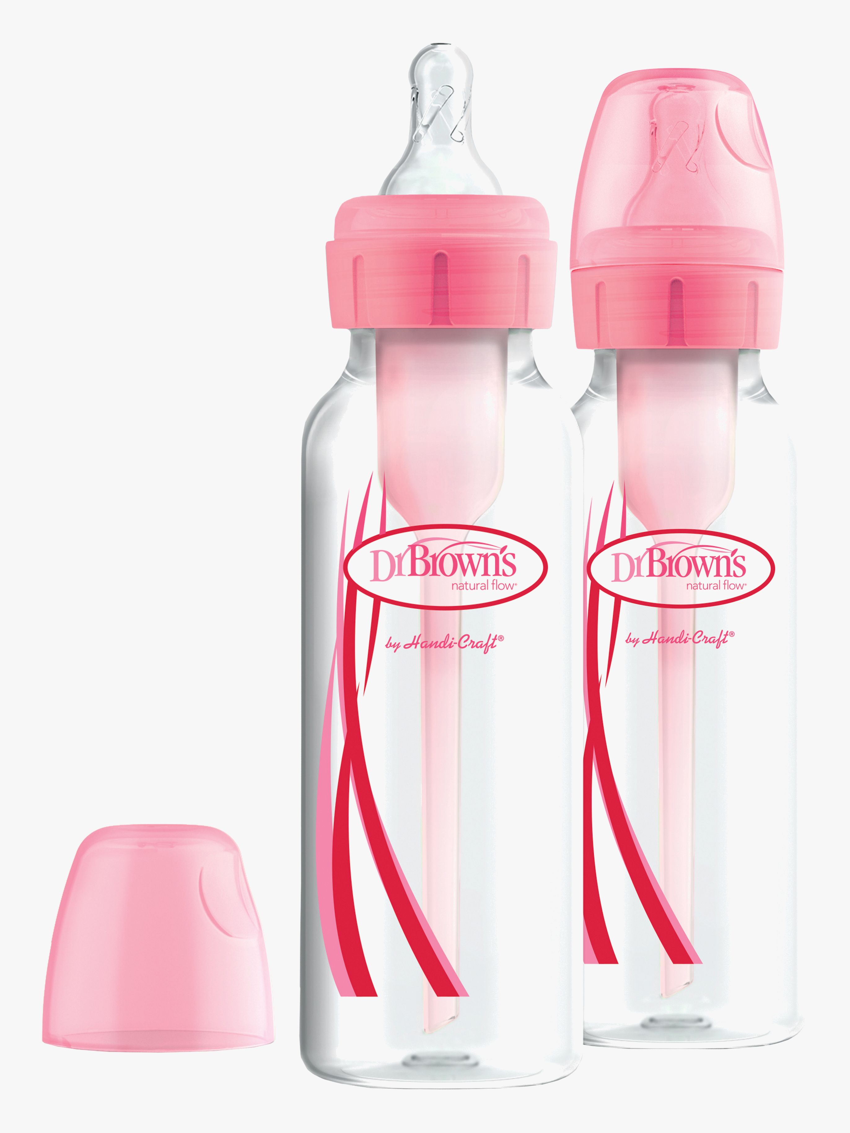 Dr. Brown's Option+ Smal Hals 250 ml 2-pak, Lyserød