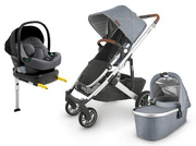 UPPAbaby CRUZ V2 Duovogn inkl. Beemoo Route i-Size Autostol Baby & ISOFIX Base, Gregory Blue/Mineral Grey