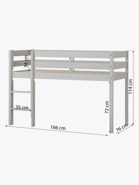 Hoppekids ECO Comfort  Halvhøj Højseng 70x160, Duegrå