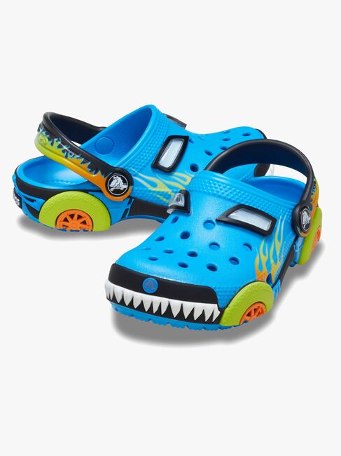 Crocs Classic IAM Monster Truck Kids Clogs, Neon Ocean