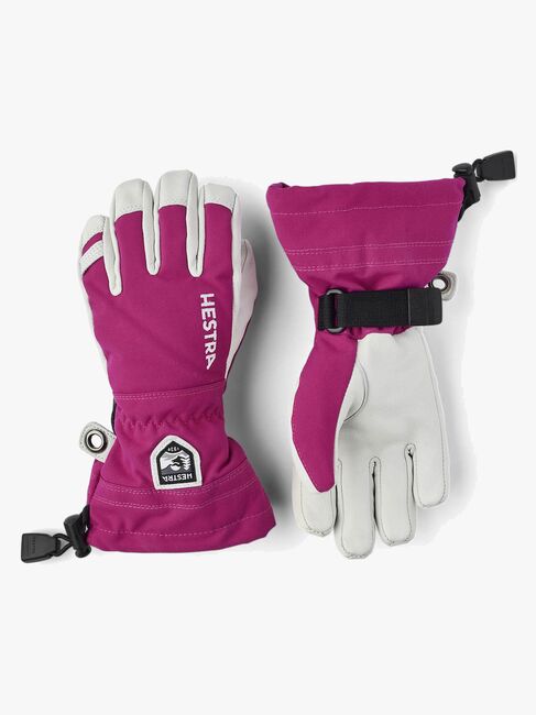 Hestra Army Leather Heli JR Ski Handsker, Fuchsia