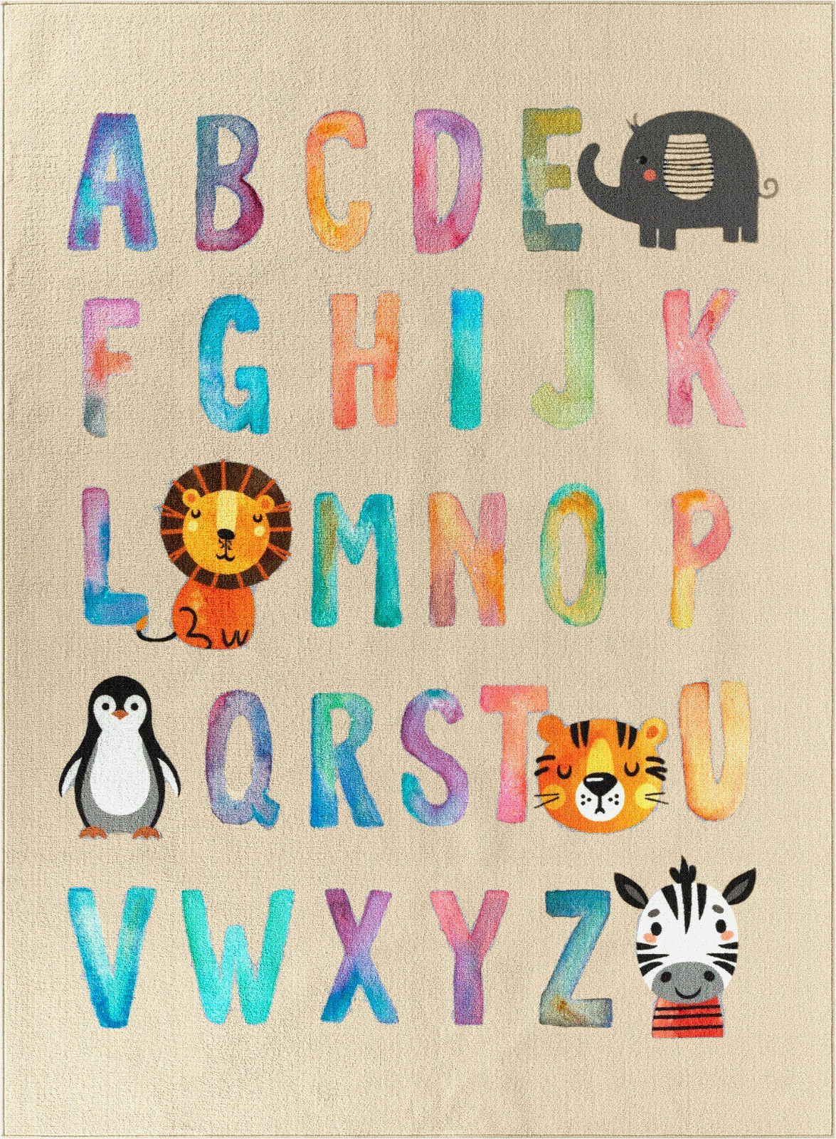 KMCarpets Gulvtæppe Alfabet 140x200, Linned