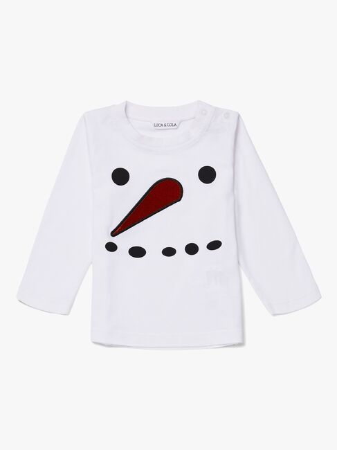 Luca & Lola Top Baby Snowman, White