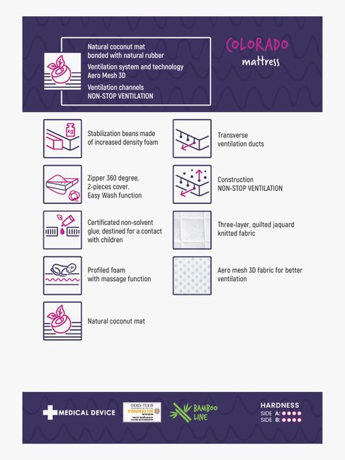 BabyMatex Colorado Børnemadras med kokosmåtte, 70x140 cm