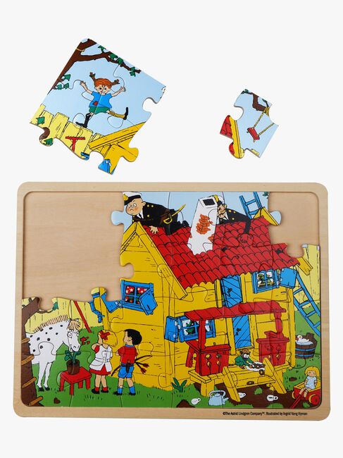 Barbo Toys Pippi Langstrømpe Rammepuslespil i Træ 24 Brikker