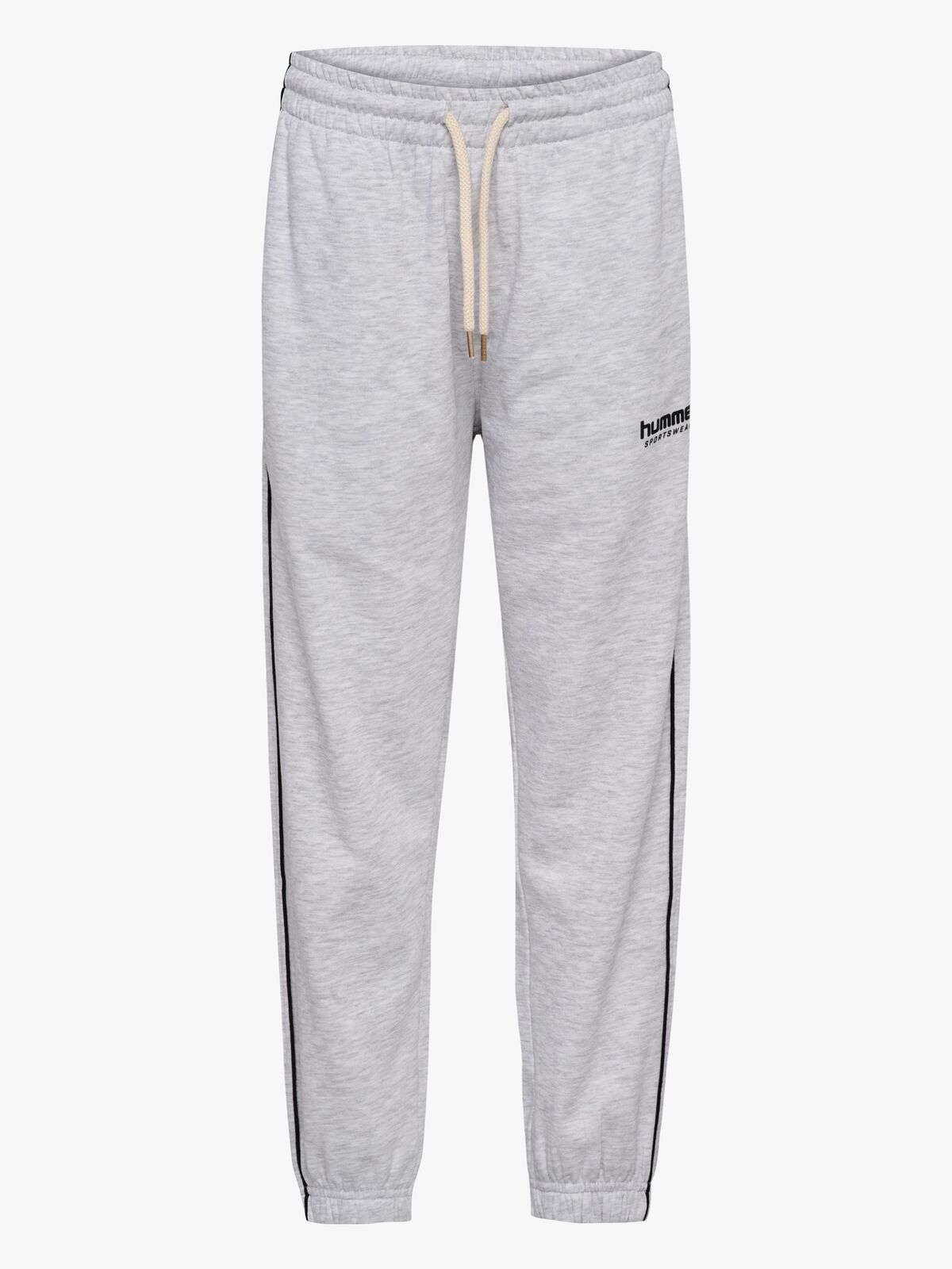 Hummel JR Loose Piping Joggingbukser, Light Grey Melange/Black