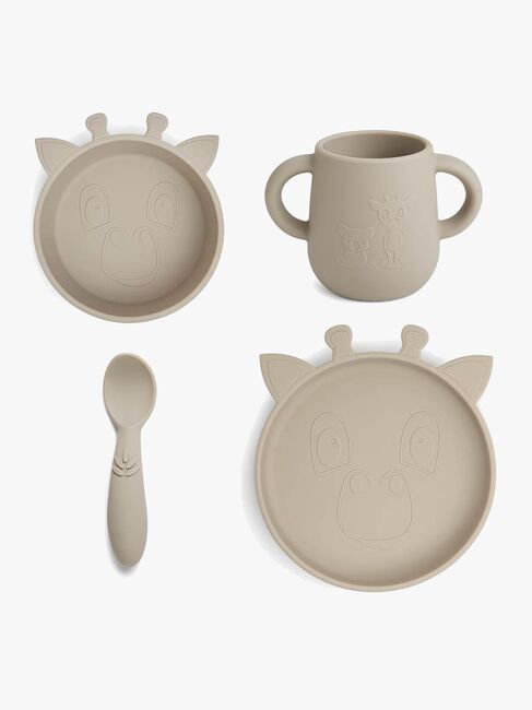 nuuroo Lykke Giraff Tallerkensæt 4-pak Silikone, Cobblestone