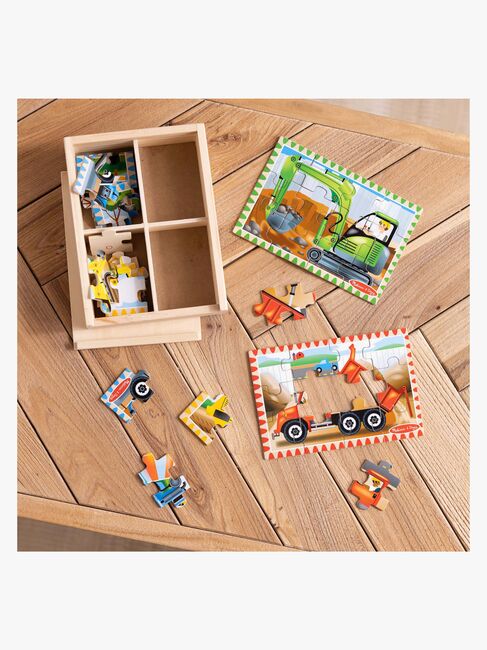 Melissa & Doug Puslespil Bygge- og Anlægskøretøjer 4-i-1 12 Dele