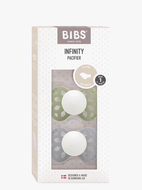 BIBS Infinity Sutter 2-Pak Silikone Str. 1 Anatomisk, Sage GLOW/Cloud GLOW