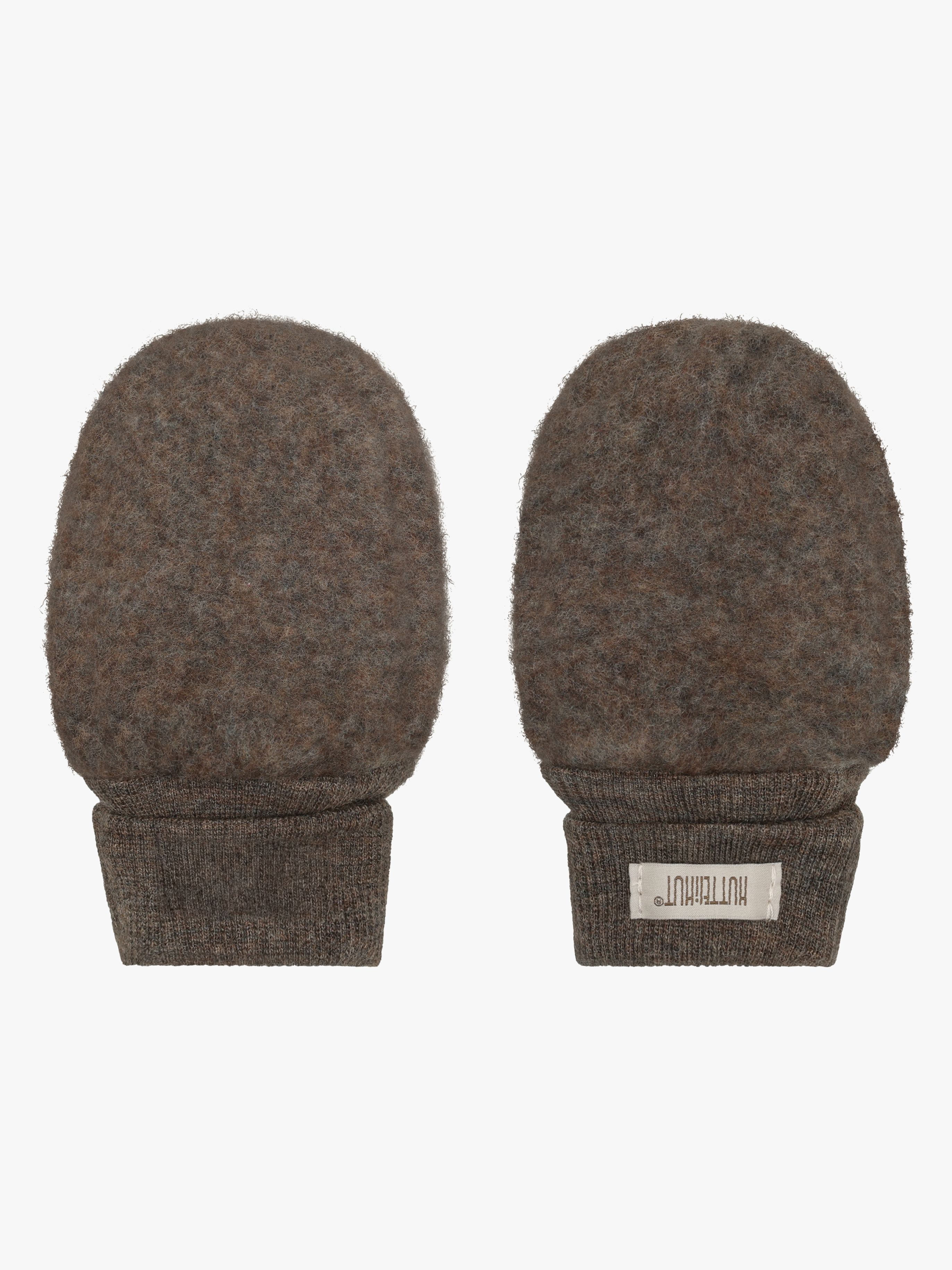 Huttelihut Vanter Uldfleece Merino, Brown Melange, 74-80