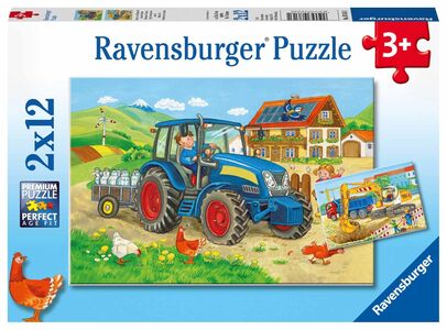 Ravensburger Puslespil Traktor & Gravemaskine 2x12 Brikker
