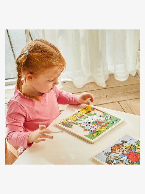 Pippi Langstrømpe Træpuslespil Pippi & Lilla Gubben 16 Dele