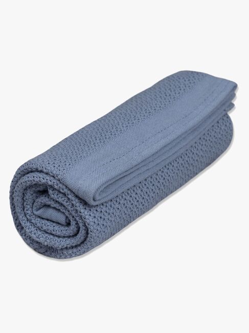 Vinter & Bloom Soft Grid Hæklet Babytæppe, Denim Blue