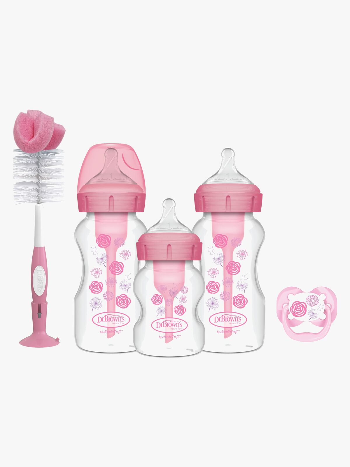 Dr. Brown's Wide Neck Options+ Gavesæt, Pink