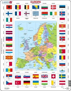 Larsen Europa m. Flag Rammepuslespil 70 Brikker