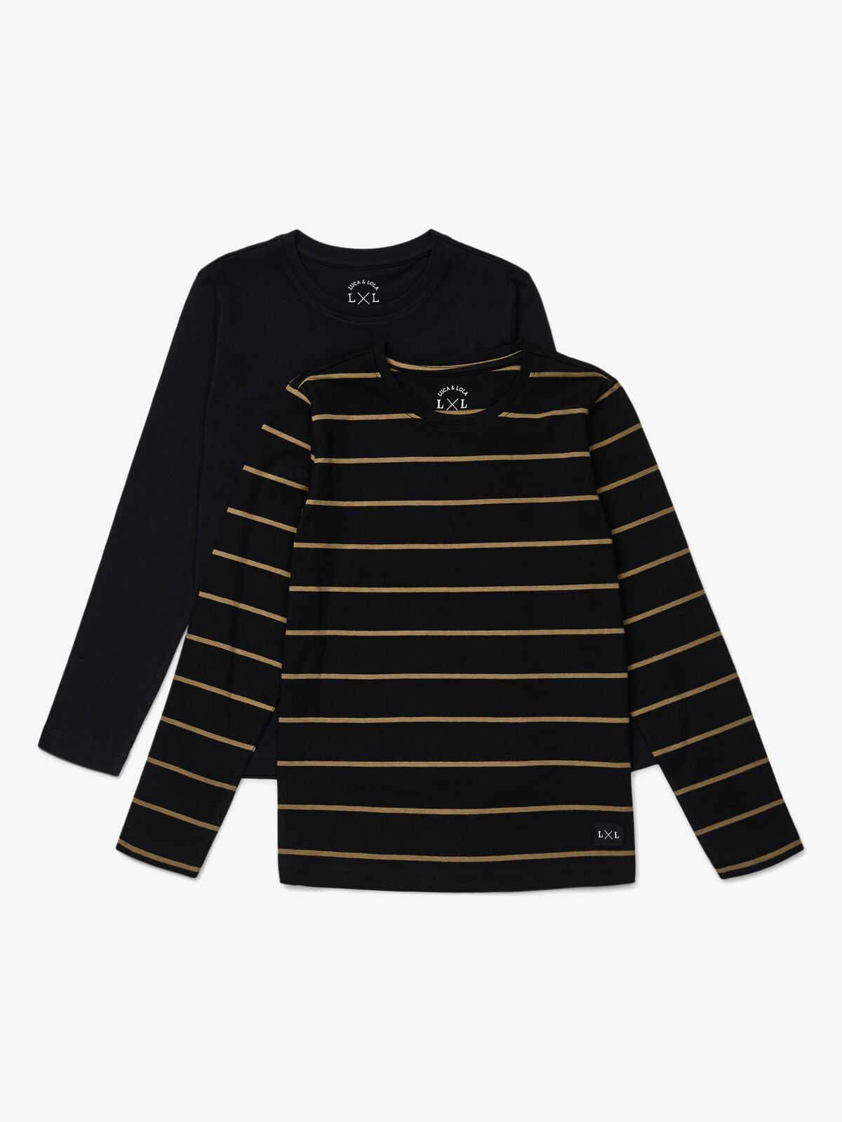 Luca & Lola Abel Langærmet T-Shirt 2-pak, Black/Stripes