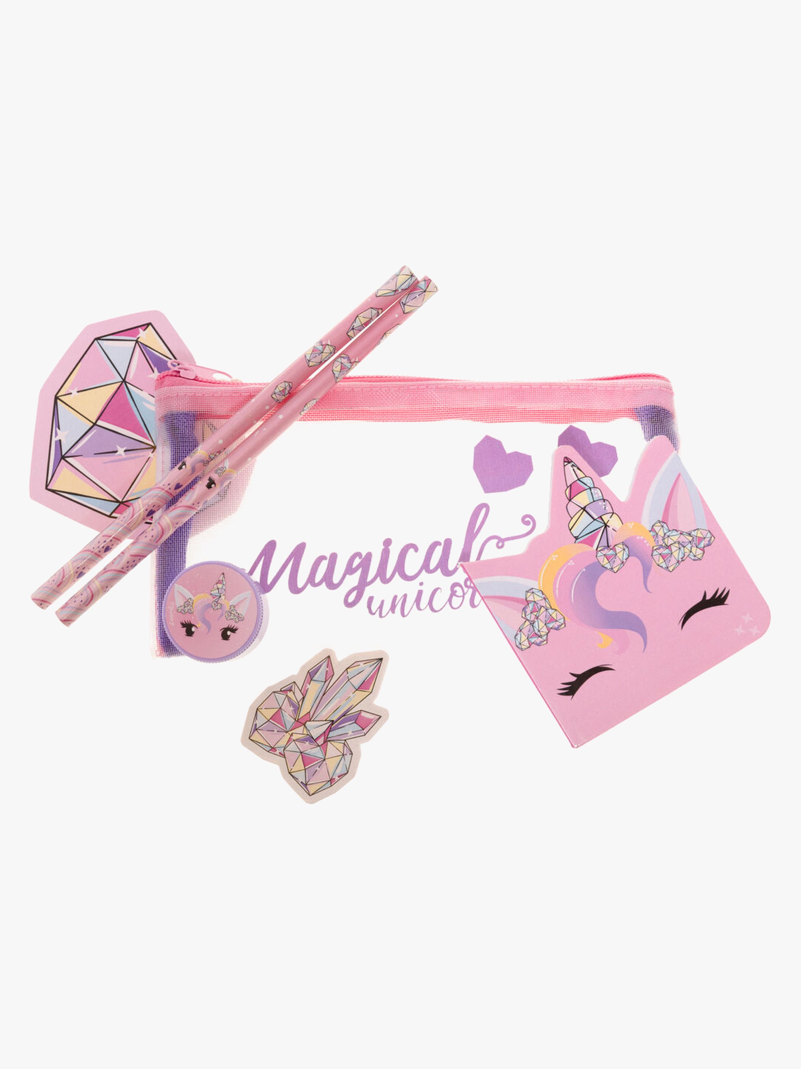 Unicorn Gems Penalhus med Skrivesæt, Pink