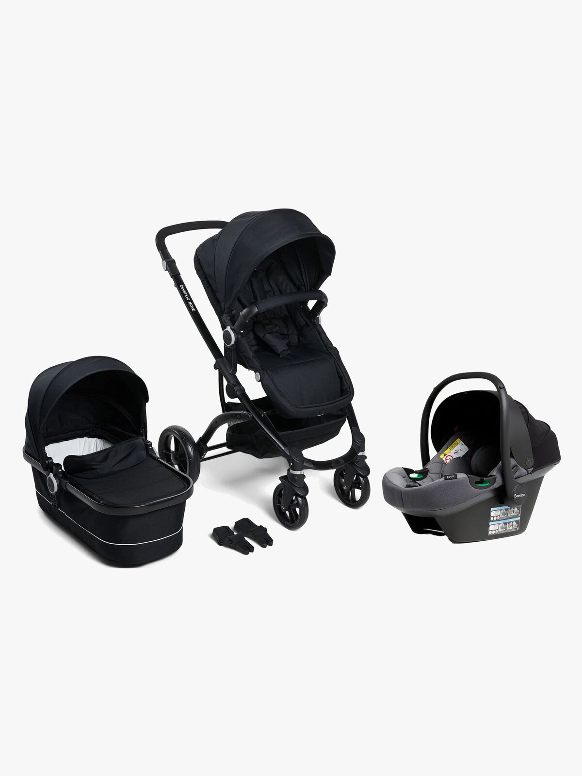 Beemoo Move Duo Kombivogn inkl. Route i-Size Autostol Baby, Black/Mineral Grey