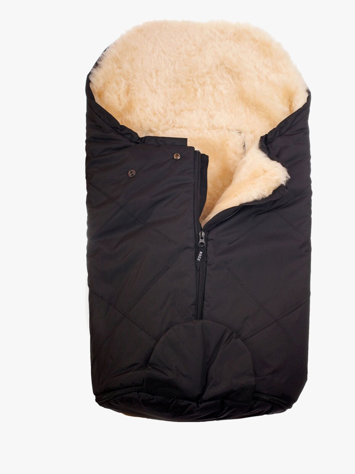 Bozz Lammeskindskørepose Small Klippet, Black/Nature