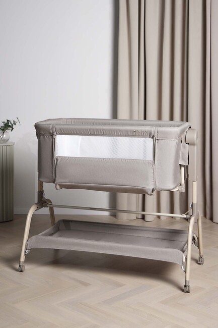 Beemoo CARE Motion Bedside Crib, Taupe/Wood