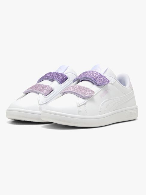 Puma Smash 3.0 Glitter Velcro V PS Sneakers, Hvid