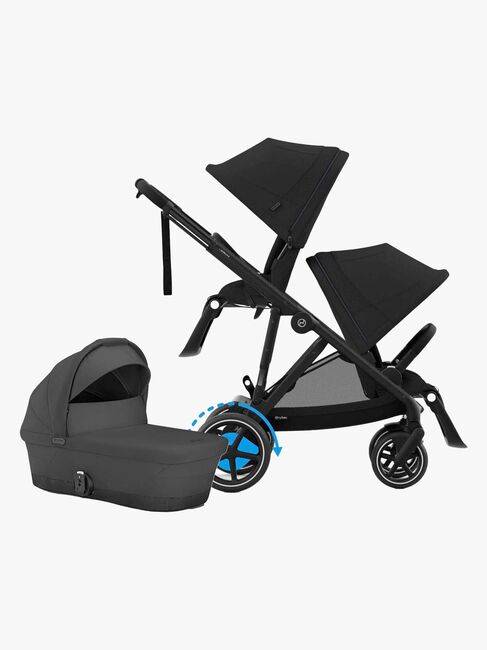 Cybex e-Gazelle S Søskendevogn inkl. Liggedel, Moon Black/Black