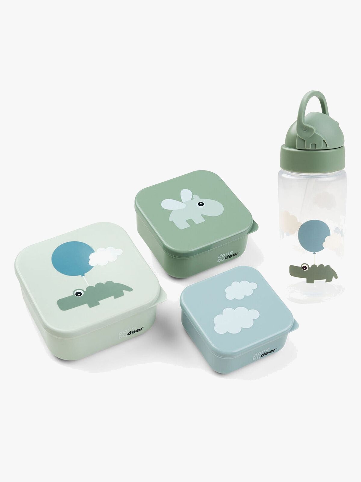 Done By Deer Happy Clouds Madkasse & Flaske, Green