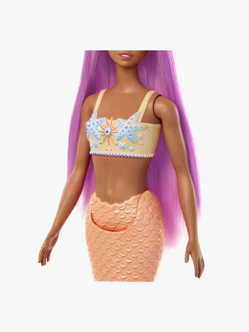Barbie Dukke Havfrue med Farverig Hår, Orange