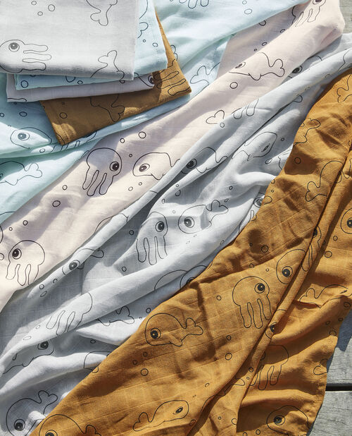 Done By Deer Stofble Sea Friends 120x120 2-pak, Grey